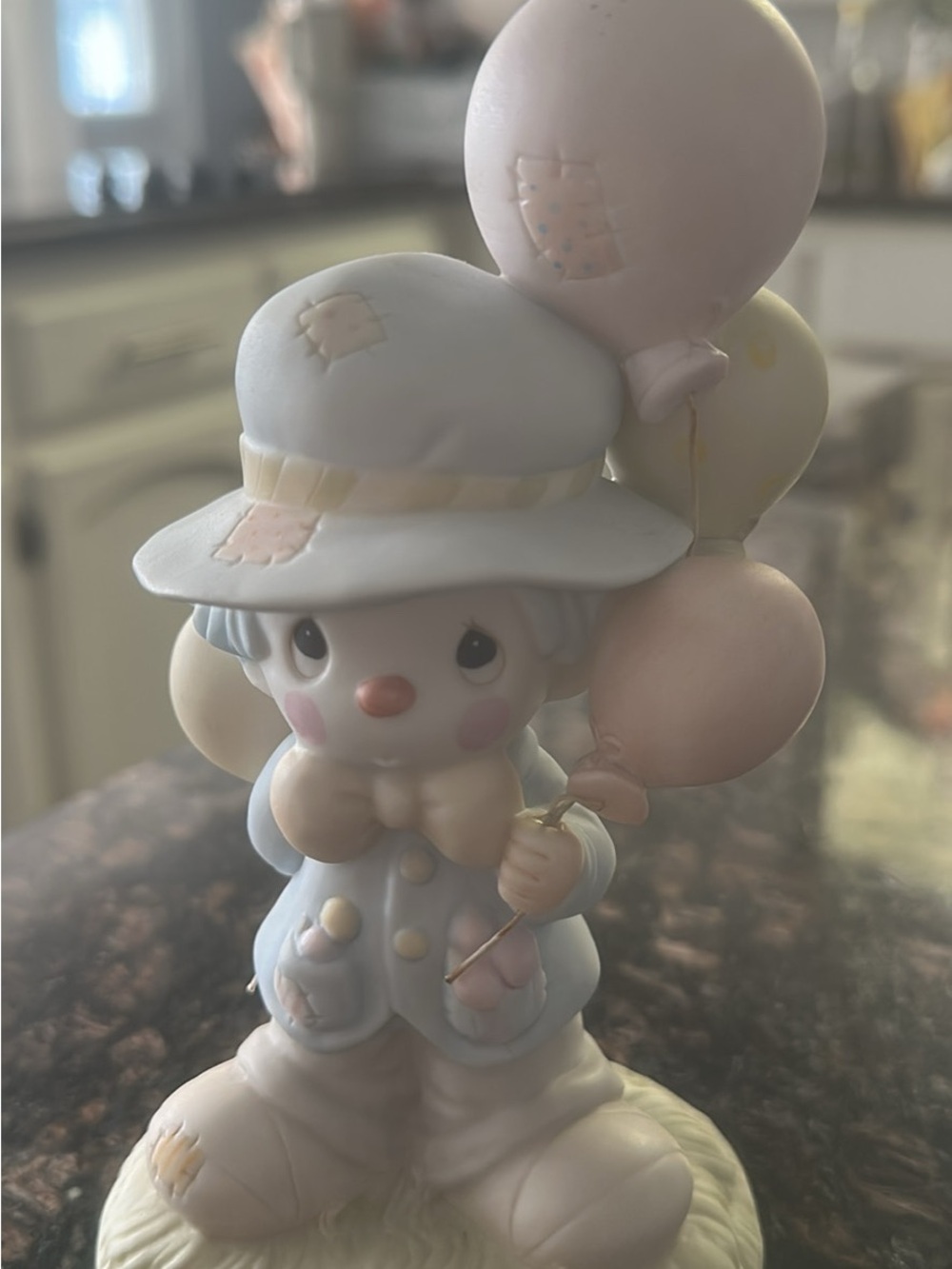 Precious Moments Pastel Clown Figurine in Light Blue, Pink & Cream